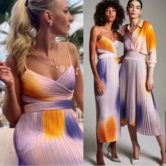 A.L.C. Sienna Ombre Dress in Multi Ombre Pleated in Size 6 - Picture 4 of 15